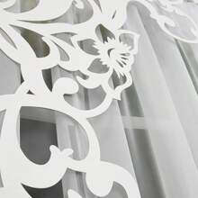 2-Piece Set, High-Quality Trilon Tulle Curtains + Suede Laser-Carved Fabric Curtains, Soft Light See-Through But Not Transparent, Privacy Protection, Light Luxury Style Light-Blocking And Soundproof Window Decoration, Size: 400*145cm, Suitable For Bedroom, Study, Balcony Decoration
