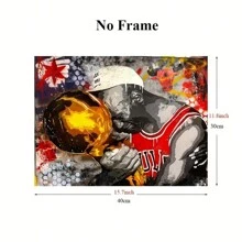 Abstrakte Graffiti Basketballspieler Leinwandkunst Poster - Rahmenlose Pop Sport Stern Wandkunst Dekoration für Wohnzimmer, Schlafzimmer, Fitnessstudio oder Studentenwohnheim