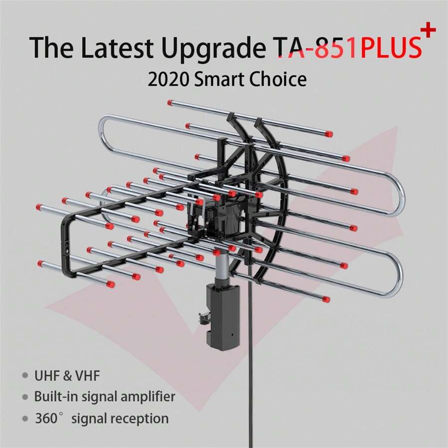 Plus 360°Rotation UV Dual Frequency 45-230MHz 15-22dB 42.65ft Cable Outdoor Antenna,High Gain Amplifier And Low-Noise Amplifier, Capable Of Receiving Digital HDTV UHF/VHF Signals Within 150 Miles, Supporting 2 Televisions - 174-860MHz - Xem 1