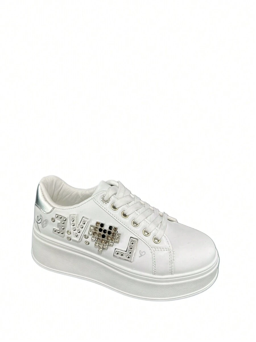 Women's Contrast Color Chunky Sole Casual Sneakers For Daily Wear And Sports - Silver - View 1