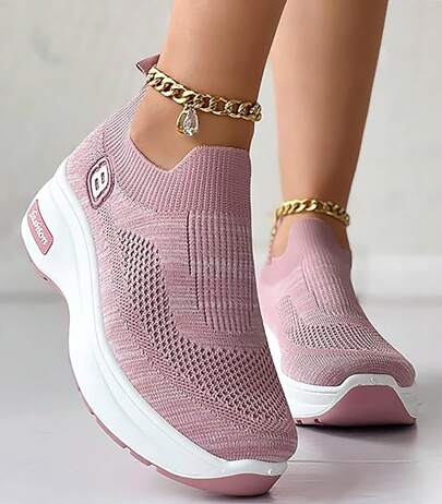 Tenis Deportivos con Cuña para Mujer, Malla Transpirable, Suela Gruesa Antideslizante, Cómodos y Ligeros, Casual para Uso Diario