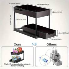 1 Giá để đồ kéo ra dưới bồn rửa có móc, Ngăn kéo trượt một tầng, Dễ lắp ráp và vệ sinh cho tủ bếp, Đồ dùng nhà bếp, Hộp lưu trữ, Đồ tổ chức, Trang trí phòng, Thích hợp cho nhà bếp, Nhà hàng, Tiệc tùng, Cắm trại, Tụ họp, Quà tặng cho bạn bè, Quà tặng gia đình - Nhiều màu - Xem 10