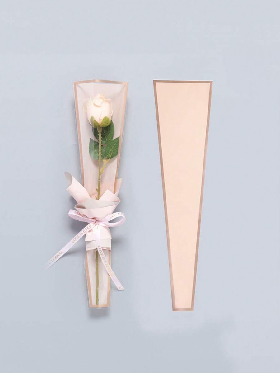 20 件/50 件 LOVE 表情玫瑰花礼袋 送女友，康乃馨单茎透明花束包装袋，大气花束包装适合 DIY 婚礼、生日、情人节礼物，不含丝带