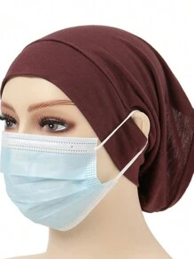 Damen Kopftuch Cap als Unterkopftuch, einfarbige Feste Unterkappe mit Ohröffnung, Kopftuch Accessoires Bandanas Cap als Unterkappe für Kopftücher, Alltägliche Unterkappe