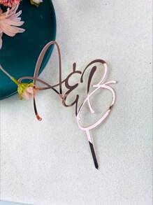 Personalised Wedding Initials Cake Topper Custom Wedding Acrylic Cake Topper Engagement Letters Anniversary Bride And Groom Cake Topper,Multi-Functional, Ornamental,Anti-Mold,Adorable,High-Quality,Cute,Custom,Personalized,Unique,Her,Girlfriend,Family,Friends,Son,School Students,Workers,Kids,For Anniversaries,For Birthdays,For Weddings,For Graduation,For Housewarming,Brunch-Ready,Customized Cake Topper,Warm Ambience,Home & Living,Haunt Your Home,Souvenirs,Kitchen Essentials ,Scandinavian Style, Graduation Gifts - Multicolor - View 11