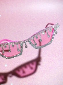 1 件/2 套 - 休闲、可爱、优雅、性感、复古、波西米亚、复古、派对 PC（聚碳酸酯）女士时尚眼镜，带水钻装饰，适合派对、海滩、所有季节 - 亮閃閃水鑽流蘇 - 查看 4