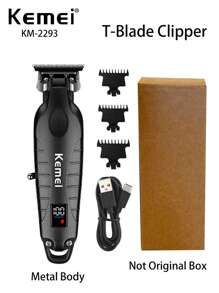 Kemei KM-2293 Professionell Haarschneidemaschine Nullklinge Trimmer Geschnitzte Schermaschine für Salon-Nutzung, Metallgehäuse T-Klinge Trimmer mit LCD-Display für Männer Hausgebrauch, aktualisiertes Design von 2299, Urlaubsgeschenk Neujahr für Männer