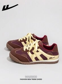 WARRIOR 1 Pair WARRIOR Women's Thick Sole Lace-Up Soft Bottom Casual Shoes, Flat Bottom Outdoor Sneakers, Summer Low-Top Commuting Shoes, Round Toe Low Heel Non-Slip Solid Color Elegant Soft Bottom Hiking Suitable For Students Graduation Photos Flat Shoes Ladies Low-Top Leather Surface Skate Shoes
