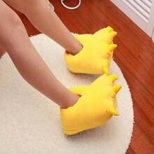 Winter Soft Warm Monster Dinosaur Paw Funny Slippers For Men Women Kids Parent-Child Home House Slipper Shoes Room Cotton Shoes - Yellow - View 6