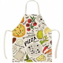 1/2 szt. Wzór pizzy Lniane fartuchy dla par, kreatywne zabawne modne nadruki do sprzątania domu, wodoodporne, odporne na olej, łatwe do czyszczenia, kuchenne, gotowanie, pieczenie, kreatywne fartuchy domowe, mundury robocze