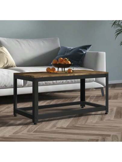 VidaXL Coffee Tafel 90x45x45 Cm MDF Iron Dark Bruin Zwart