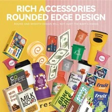 HUANG ER 46 件儿童玩具收银机套装，包括计算器、扫描仪、购物袋、咖啡机和玩具食品，适合 3 岁及以上男孩和女孩的创意礼物。生日礼物（用户需携带 2 节 AA 电池）