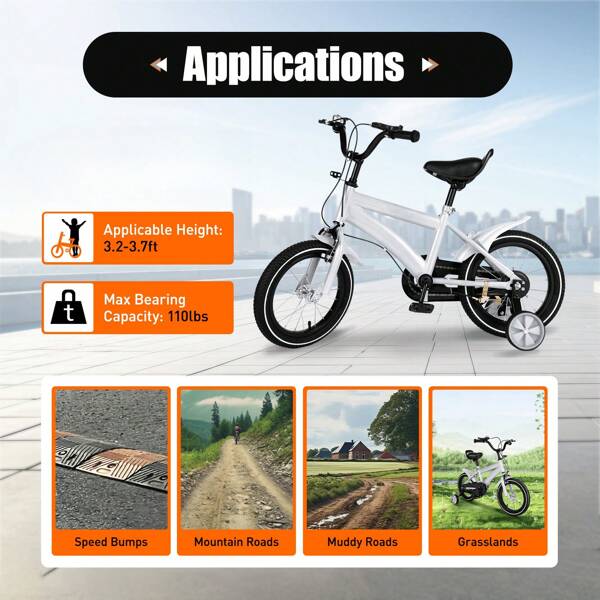 kangten 14 Zoll Unisex Multifunktionales Fahrrad Mit  Stützrädern und Handbremse, 14" Kinderfahrrad Jungenfahrrad Mädchenfahrrad mit Abnehmbare Stützräder