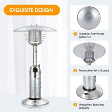 Lifezeal Patio Heater 11,000BTU Portable Tabletop Stainless Steel Standing Propane Heater - Silver - View 8