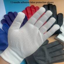 1 paire / 2 pièces - 12 paires / 24 pièces Set combinaison aléatoire Gants de jardinage en nylon 13 gauge à points anti-dérapants, escalade, conduite, emballage, gants de travail respirants, revêtement à points résistant à l'usure, gants de travail fins unisexes, gants polyvalents en nylon à coquille anti-dérapante