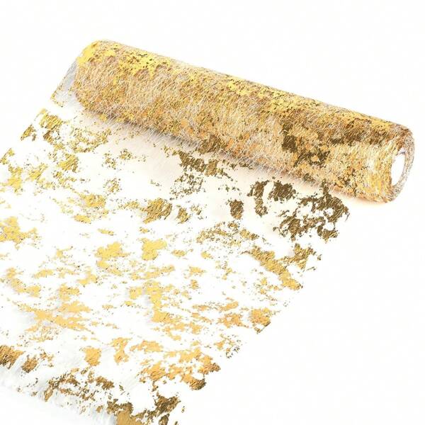 Folha de ouro passada a ferro, toalha de mesa de folha de prata, caminho de mesa, decoração de mesa de malha de poliéster, decoração de mesa, materiais de decoração de fundo, decoração de mesa de tecido para festas de aniversário, decoração de atmosfera de casamento, presentes, luxo leve
