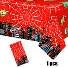 Mantel con tema de araña, suministros para fiesta al aire libre, decoración de fiesta de cumpleaños con dibujos animados, cubierta de mesa desechable con tema de héroe, decoración de fiesta, decoración del hogar, suministros para fiesta de 42.5x70.8 pulgadas