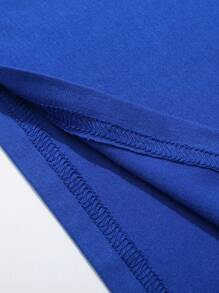 Customized Photo Printed Personalized T-Shirt, Can Be Customized With Your Loved Ones/Friends/Pets Photos, Great For Valentine's Day, Birthday, Anniversary, Casual Comfortable Short Sleeve Crew Neck T-Shirt - Royal Blue - View 7