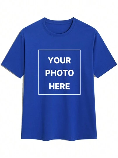 Customized Photo Printed Personalized T-Shirt, Can Be Customized With Your Loved Ones/Friends/Pets Photos, Great For Valentine's Day, Birthday, Anniversary, Casual Comfortable Short Sleeve Crew Neck T-Shirt