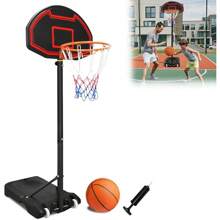 YARDIN Aro de baloncesto al aire libre para niños Soporte de baloncesto 156-208 cm Aro de baloncesto portátil ajustable en altura con ruedas Sistema de baloncesto con base con bombas inflables de baloncesto y 2 redes de baloncesto