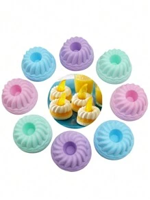 Set de 12/24 moldes de silicona de 4 colores para hacer magdalenas, pudin, gelatina, herramienta de horneado DIY, color aleatorio - Multicolor - Ver 3