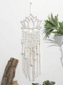 Lotus Macrame Wall Hanging Boho Macrame Dream Catcher Large Craft Ornament For Dorm Home Bedroom Apartment Room Decoration Gift