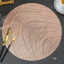 1pc/4pcs/6pcs Gilded Decorative Placemat, PVC Foil Anti-Slip Heat Insulation Hotel Restaurant Western Dining Mat, Round Washable Table Mat
