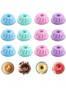 Set de 12/24 moldes de silicona de 4 colores para hacer magdalenas, pudin, gelatina, herramienta de horneado DIY, color aleatorio - Multicolor - Ver 7