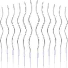 24 piezas Velas en espiral largas para pastel de cumpleaños, velas metálicas para pastel, velas en espiral delgadas con soportes para decoración de pasteles de cumpleaños, boda y fiesta - Plateado - Ver 1