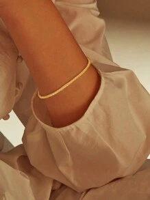 1PC 925 Sterling Silver Sparkle Link Bracelet Adjustable Chain Bracelets Dainty Chain Bracelet Jewelry For Women - Bracelet - View 4