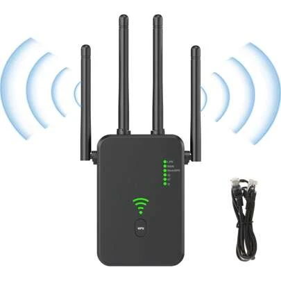 SHIXIONG Repetidor WiFi, 1200mbps, Doble Banda 2,4G Y 5G, Amplificador De Pared WiFi Plug and Play, Compatible con Modo Ap, Toma Ethernet, Mejor Penetración, Adecuado para El Hogar Y La Oficina
