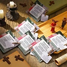 Uma cruz de madeira feita à mão e um cobertor de oração de tecido - um cobertor de bolso inspirado com escrituras para conforto e fé, e uma decoração universal de feriado de aniversário - Multicolorido - Ver 8