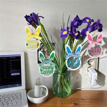 4pcs Wooden Painted Easter Eggs Decorations, Party Crafts DIY Hanging Ornaments