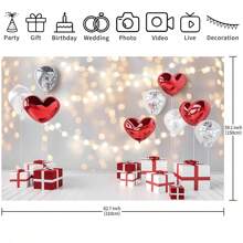 1 pezzo Sfondo fotografico di San Valentino, scatola regalo d'amore, sfondo romantico per l'amore, banner per festa di San Valentino "Ti Amo", decorazioni per San Valentino, accessori per studio fotografico, dimensioni: 210 x 150 cm / 150 x 100 cm / 100 x 75 cm