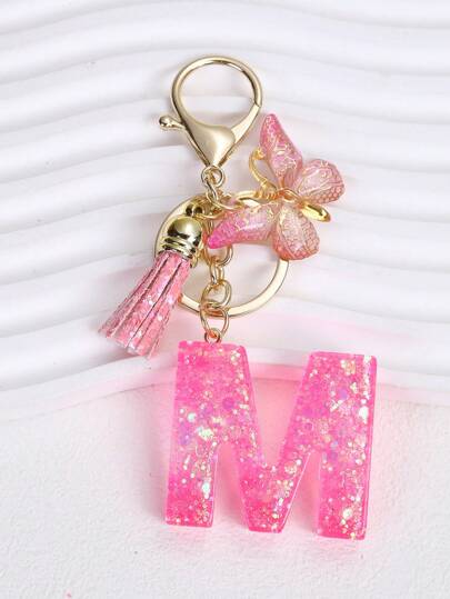 1pc Resin Letter Keychain, Initial Car Keyring Her, Bag Purse Charm Key Ring, Cute Colorful, Alphabet Tag For Girls School Car Accessories Goth Y2k