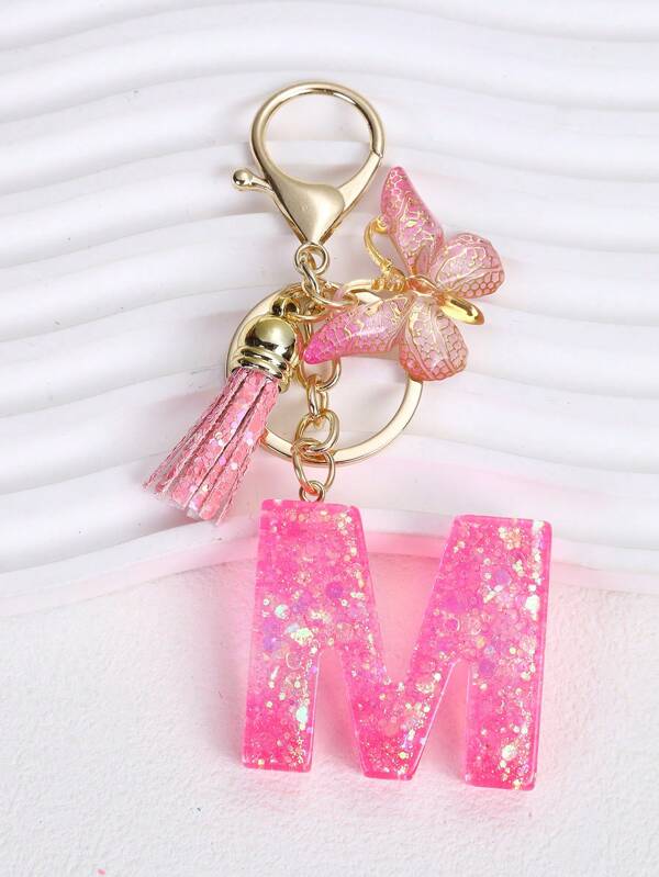 1pc Resin Letter Keychain, Initial Car Keyring Her, Bag Purse Charm Key Ring, Cute Colorful, Alphabet Tag For Girls School Car Accessories Goth Y2k