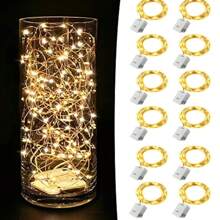 12 Pack LED Fairy Lights Battery Operated 7Ft 20 LED Mini Twinkle String Lights Battery Powered Waterproof For Christmas Mason Jars Party, Wedding, Party, Birthday Party, Fairy Garden, Christmas Interior Decoration (Warm White)