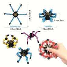 Colorful Glowing Transformable Toys Finger Spinner, Light-Up Deformable Robot Shapes, Stress Relief Rotating Tops, Chain Finger Spinners, Suitable For Party Games & Gifts - Multicolor - View 3