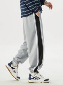 Plus Size Men's Loose Drawstring Pants, Casual Sports Trousers - Light Grey - View 5