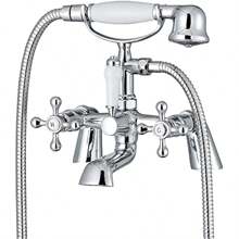 Chrome Bath Shower Mixer Taps And Attachment Solid Brass Cross Handle Traditional Design Compression Valves Easy To Install - BathShowerMixerTap - View 1