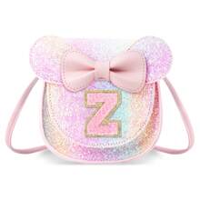 个性化字母印花钱包，可爱真皮儿童钱包，小巧斜挎包，蝴蝶结钱包，女孩生日礼物（闪光款） - Small-Glitter - 查看 17
