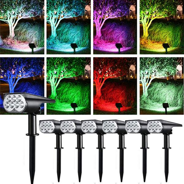 1 Stück/2 Stück Solar Wandleuchte, Outdoor wasserdicht IP65, 7 LEDs 3 Beleuchtungsmodi, warmweiß/weiß/farbiges Licht, geeignet für Hof, Garten, Haus, Garageneinfahrt