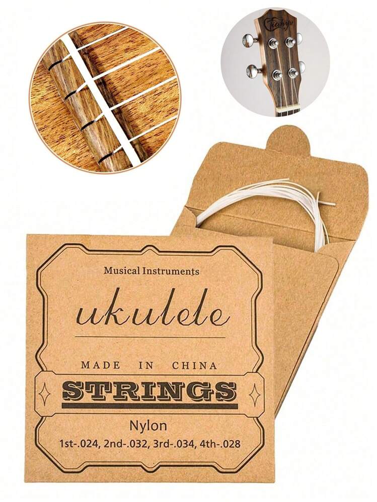 1 Juego de 4 cuerdas de nailon para ukelele, con bobinador de cuerda para ukelele soprano (21 pulgadas), concierto (23 pulgadas), tenor (26 pulgadas) y violín - Blanco - Añade 1