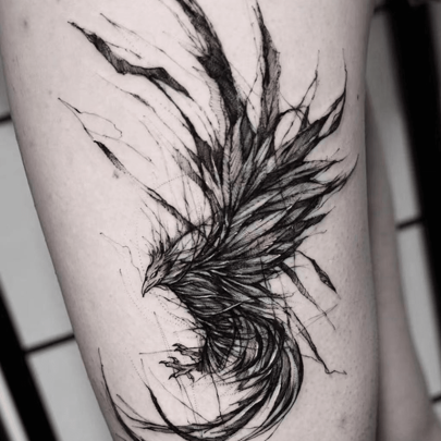 Tymczasowy tatuaż botaniczny Dark Phoenix, realistyczny i trwały, rozwija się stopniowo - utrzymuje się od 7 do 15 dni - odporny na wodę i ścieranie