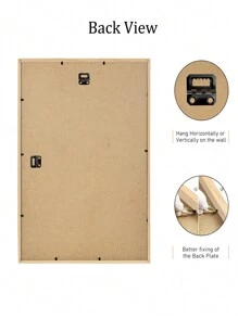 1pc Real Solid Wood Art Picture Frame, Modern Home Decor, Suitable For A4, A3, 30*40CM Poster & Photo - Red Oak Natural Color - View 10