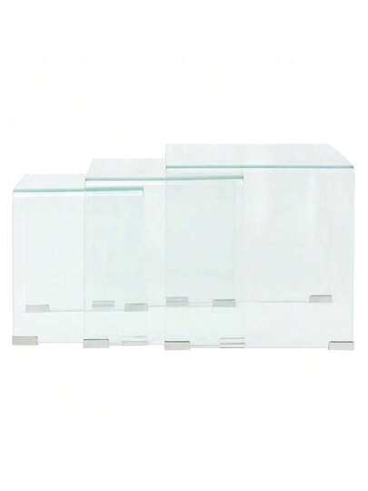 VidaXL Side Tafel Set Piece Transparent Tempered Glass view 7