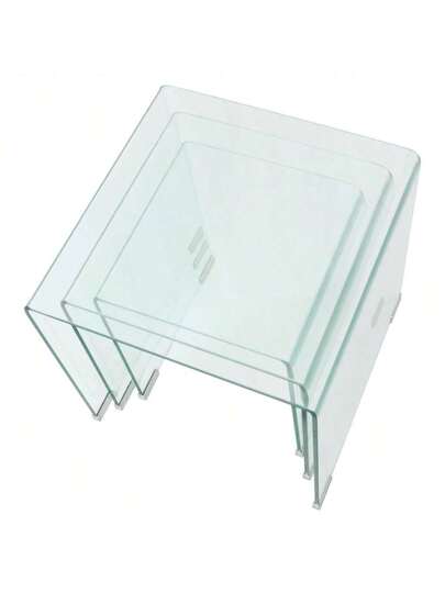 VidaXL Side Tafel Set Piece Transparent Tempered Glass view 5