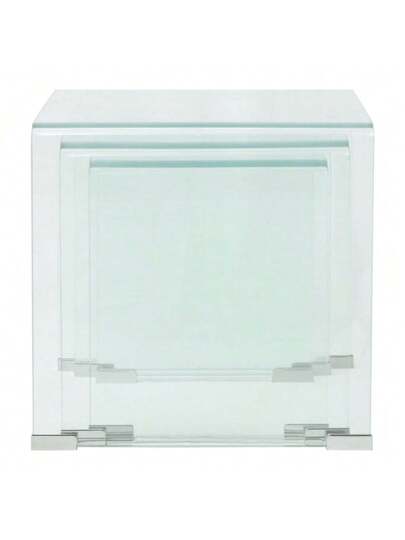VidaXL Side Tafel Set Piece Transparent Tempered Glass view 6
