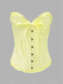 1 szt. Gorset damski z koronką i fiszbinami, haftowany wzór kwiatów ryżu, siateczka w kształcie plastra miodu i koronka, sportowy top modelujący