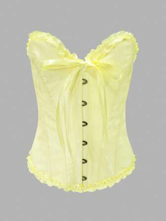 1 Stück Damen Spitzen-Korsett Mieder mit Boning, besticktes Reisblumenmuster, Wabengitter und Spitze, formgebendes Top für Lässig und Sport